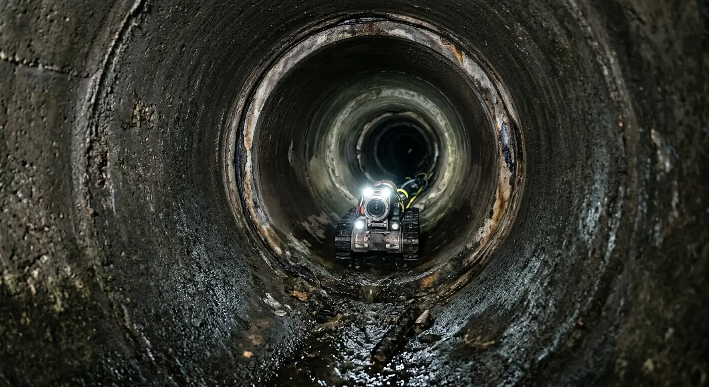 Robotic sewer camera inspecting pipe interior for Drain Snake Service in Paterson
